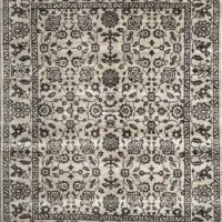 Fern, 100% Wool Pile, Hand Knotted Rug, Ivory/Black