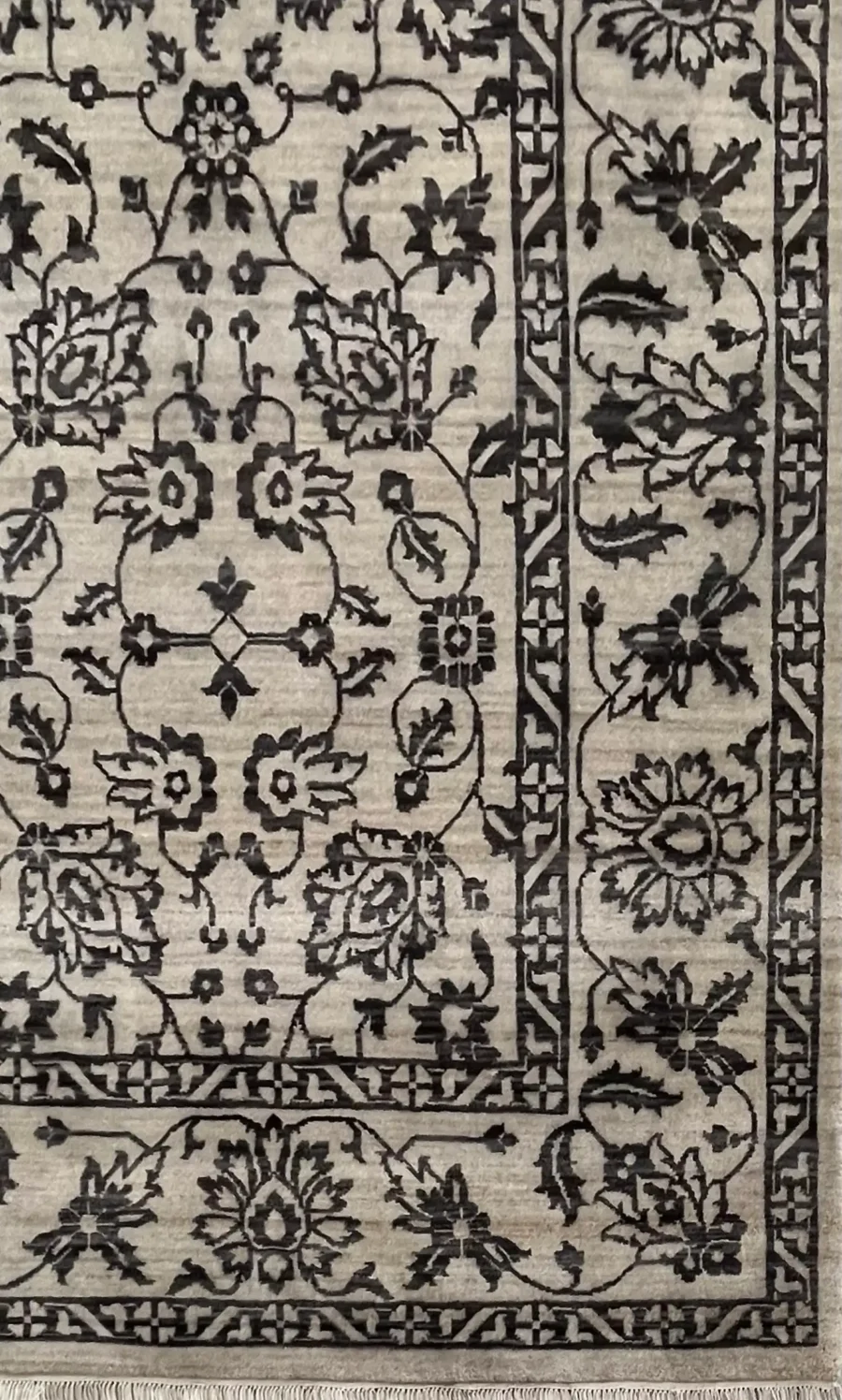 Fern, 100% Wool Pile, Hand Knotted Rug, Ivory/Black - Image 2