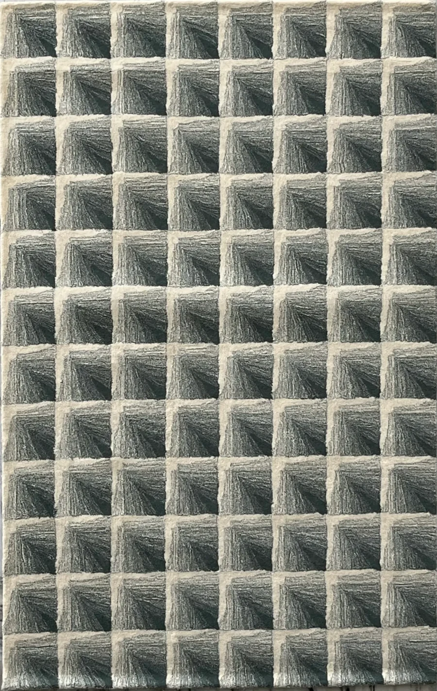 Checks I, 100% Wool Pile, Hand Tufted Rug, Grey