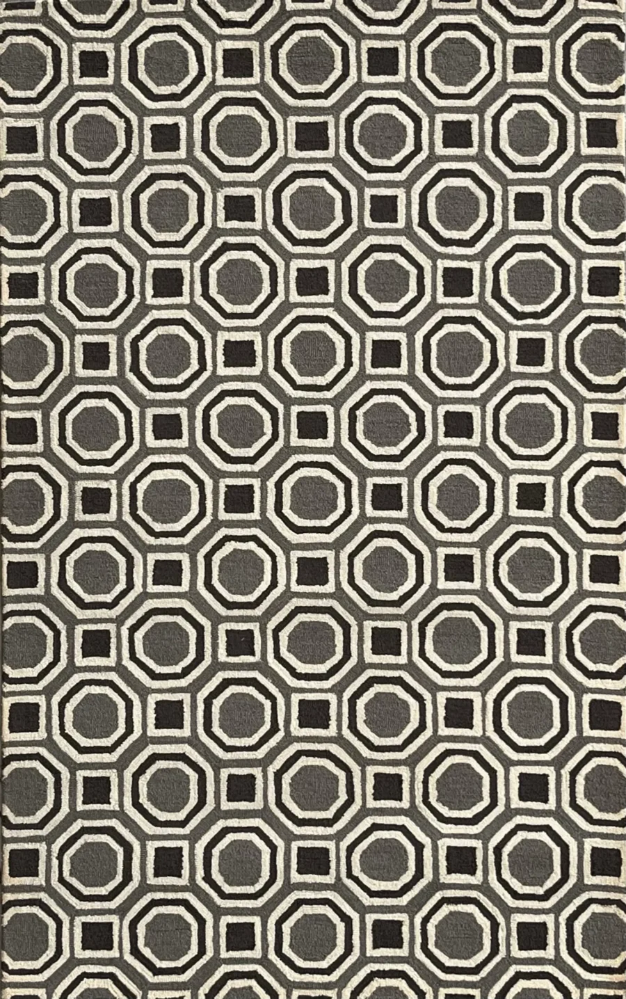 Hexagon II, 100% Wool Pile, Hand Tufted Rug, Ivory