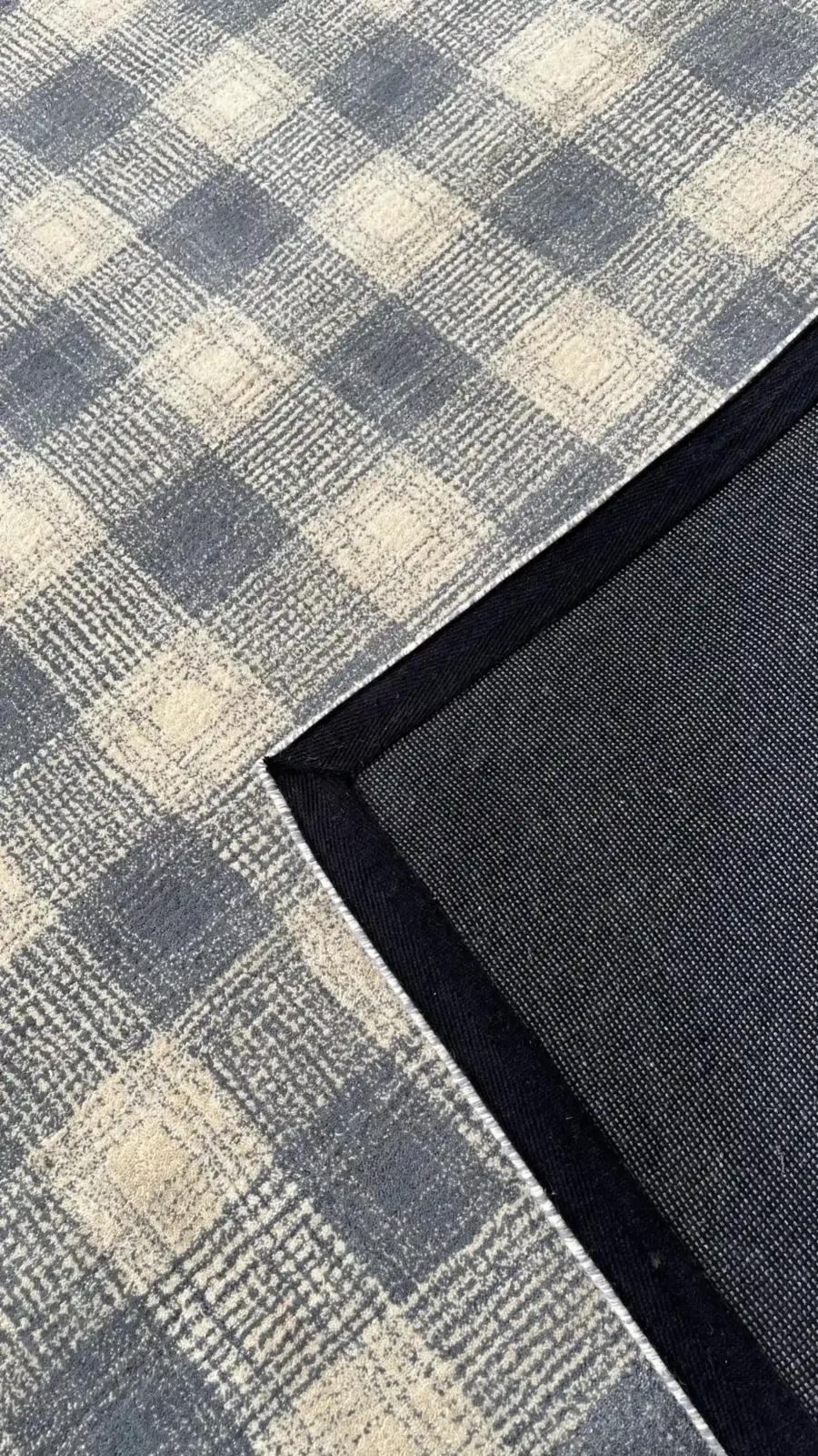 Checks II, 100% Wool Pile, Hand Tufted Rug, Beige - Image 3